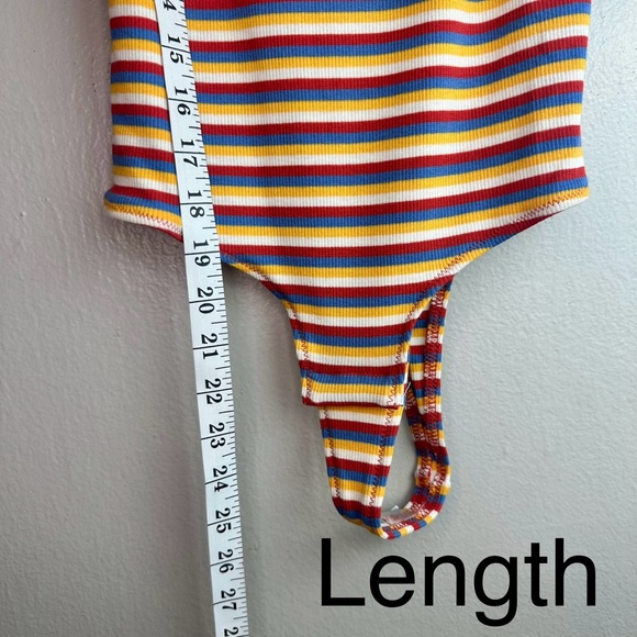 Madewell Spaghetti-Strap Thong Bodysuit in Rainbow Stripes Sz XS - Picture 6 of 11